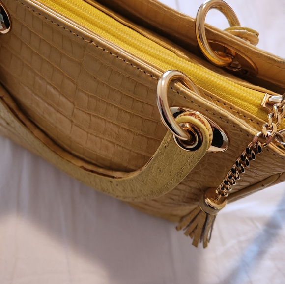 Yellow genuine leather bag - Picture 3 of 4